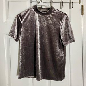 Zara Women’s Mock Neck Velvet Shirt
